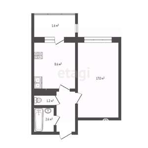 1-к квартира, вторичка, 33м2, 1/9 этаж