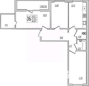 3-к квартира, вторичка, 81м2, 4/10 этаж