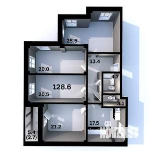 4-к квартира, строящийся дом, 129м2, 2/6 этаж