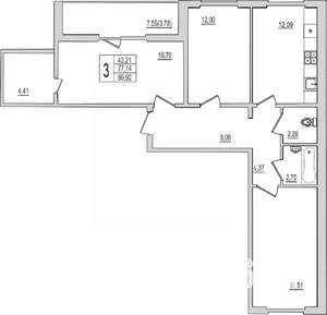 3-к квартира, вторичка, 81м2, 5/10 этаж