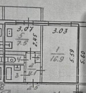 1-к квартира, вторичка, 33м2, 3/5 этаж