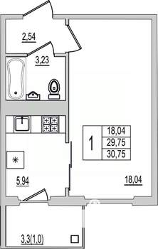 1-к квартира, вторичка, 31м2, 5/10 этаж