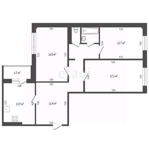 3-к квартира, вторичка, 80м2, 9/9 этаж