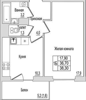 1-к квартира, вторичка, 38м2, 10/10 этаж