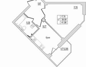 1-к квартира, вторичка, 42м2, 1/10 этаж