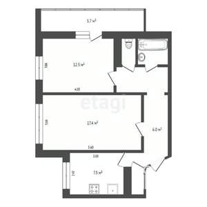 2-к квартира, вторичка, 52м2, 8/9 этаж