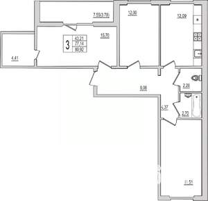3-к квартира, вторичка, 81м2, 6/10 этаж
