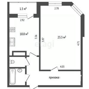 1-к квартира, вторичка, 47м2, 4/5 этаж