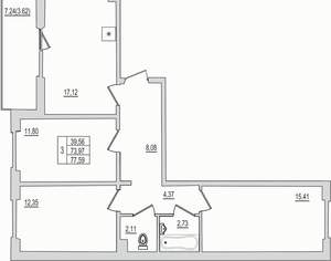 3-к квартира, вторичка, 78м2, 8/10 этаж