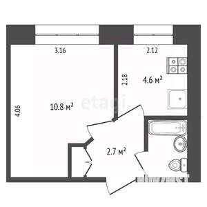 1-к квартира, вторичка, 21м2, 5/5 этаж