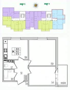 2-к квартира, вторичка, 58м2, 5/10 этаж