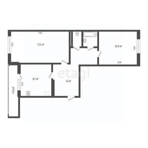 2-к квартира, вторичка, 52м2, 4/5 этаж