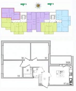 3-к квартира, вторичка, 73м2, 5/10 этаж