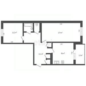 2-к квартира, вторичка, 53м2, 5/5 этаж