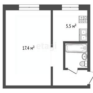 1-к квартира, вторичка, 30м2, 1/6 этаж
