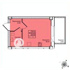 Студия квартира, строящийся дом, 24м2, 5/10 этаж