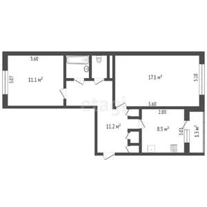 2-к квартира, вторичка, 52м2, 5/5 этаж