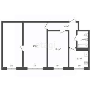 3-к квартира, вторичка, 56м2, 1/5 этаж