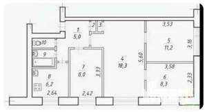4-к квартира, вторичка, 65м2, 2/5 этаж