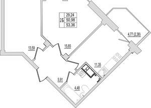 2-к квартира, вторичка, 53м2, 10/10 этаж