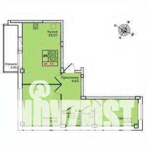2-к квартира, строящийся дом, 73м2, 8/10 этаж