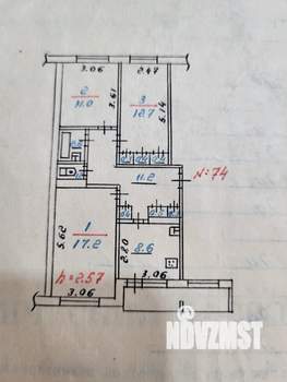 3-к квартира, вторичка, 70м2, 2/5 этаж