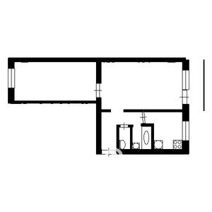 2-к квартира, вторичка, 46м2, 1/5 этаж