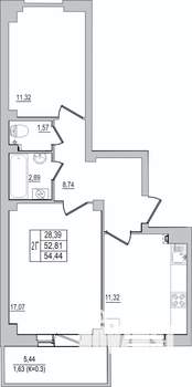 2-к квартира, вторичка, 54м2, 10/10 этаж