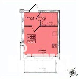 Студия квартира, строящийся дом, 25м2, 4/10 этаж