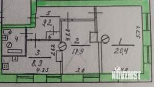 2-к квартира, вторичка, 55м2, 2/2 этаж
