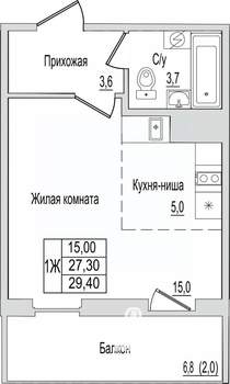 1-к квартира, вторичка, 29м2, 3/10 этаж