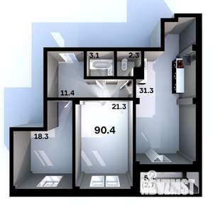 2-к квартира, строящийся дом, 90м2, 3/6 этаж