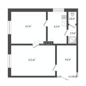 2-к квартира, вторичка, 43м2, 2/2 этаж