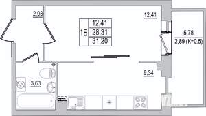 1-к квартира, вторичка, 31м2, 1/10 этаж