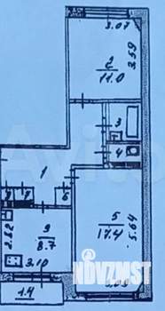 2-к квартира, вторичка, 54м2, 5/5 этаж
