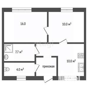 2-к квартира, вторичка, 48м2, 1/1 этаж