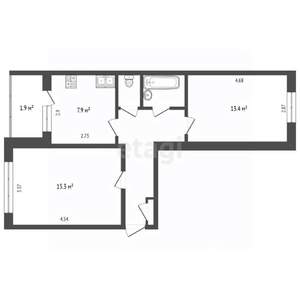 2-к квартира, вторичка, 48м2, 1/5 этаж