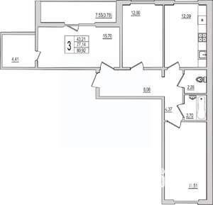 3-к квартира, вторичка, 81м2, 7/10 этаж