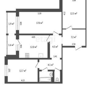 3-к квартира, вторичка, 74м2, 8/9 этаж