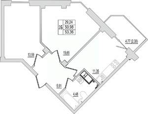 2-к квартира, сданный дом, 53м2, 2/10 этаж
