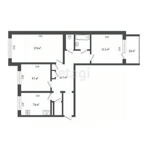 3-к квартира, вторичка, 65м2, 8/9 этаж