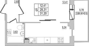 1-к квартира, вторичка, 31м2, 1/10 этаж