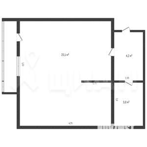 1-к квартира, вторичка, 33м2, 6/9 этаж