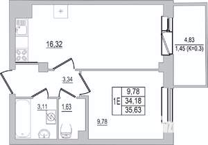 1-к квартира, вторичка, 36м2, 10/10 этаж