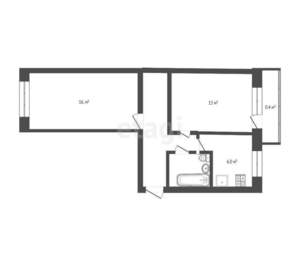 2-к квартира, вторичка, 44м2, 2/5 этаж